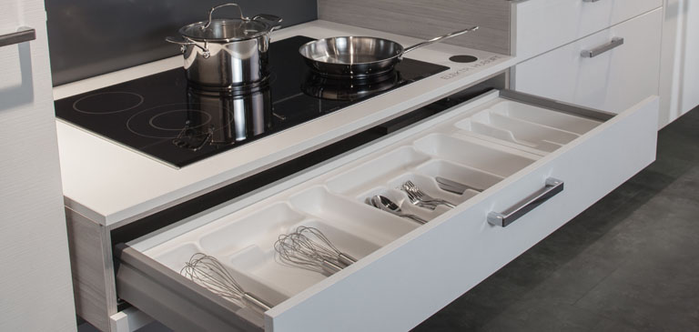 Large drawers provide plenty of room for cutlery and utensils
